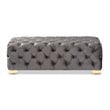 Baxton Studio Avara Modern Tufted Velvet Ottoman in Gray and Gold