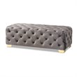 Baxton Studio Avara Modern Tufted Velvet Ottoman in Gray and Gold