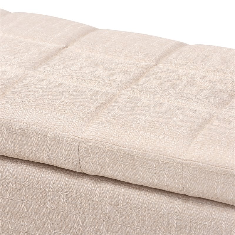 Baxton Studio Fera Tufted Fabric Ottoman with Storage in Beige