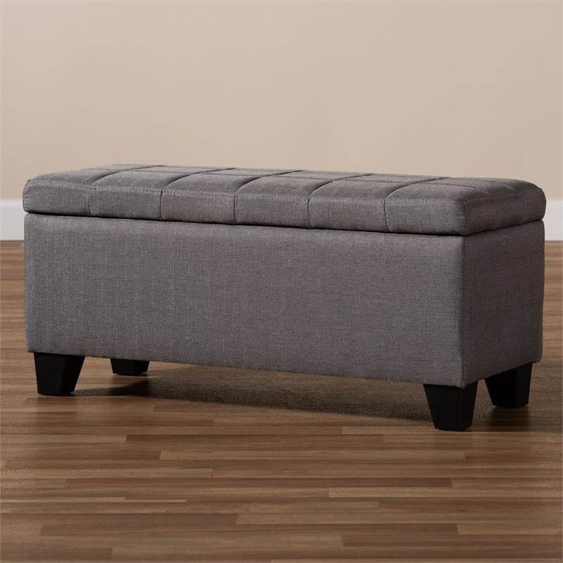 Baxton Studio Fera Tufted Fabric Ottoman with Storage in Gray
