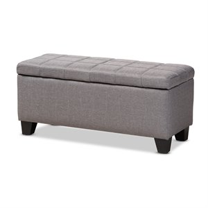 Baxton Studio Fera Tufted Fabric Ottoman with Storage in Gray