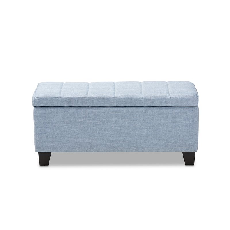 Baxton Studio Fera Tufted Fabric Ottoman with Storage in Light Blue