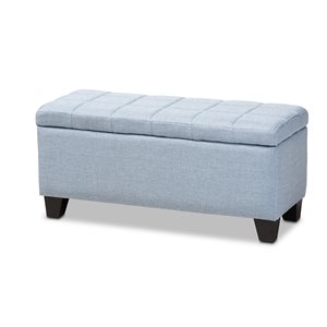 Baxton Studio Fera Tufted Fabric Ottoman with Storage in Light Blue