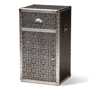 baxton studio cosette silver metal floral accent cabinet