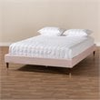Baxton Studio Volden Velvet Upholstered Wood Platform King Bed in PInk