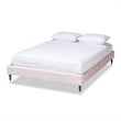 Baxton Studio Volden Velvet Upholstered Wood Platform King Bed in PInk