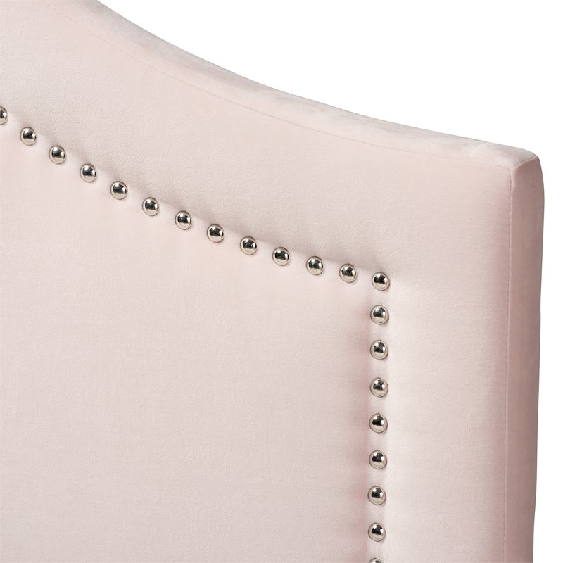 baxton studio rita velvet and wood queen headboard in light pink