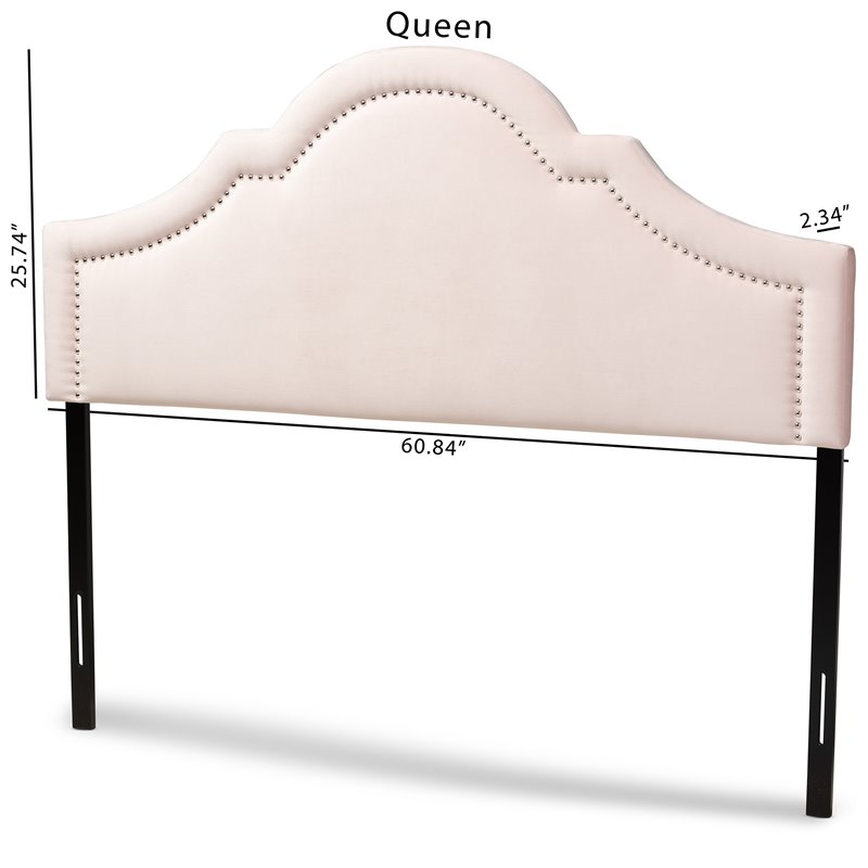 baxton studio rita velvet and wood queen headboard in light pink