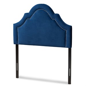 Baxton Studio Rita Velvet and Wood Twin Headboard in Navy Blue