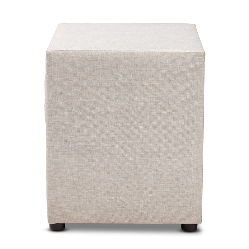 Baxton Studio Lepine 2-Drawer Tufted Fabric and Wood Nightstand in Light Beige