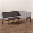 Baxton Studio Arvid Modern 2-Piece Wood Dining Corner Sofa Bench in Gray Finish