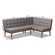 Baxton Studio Arvid Modern 2-Piece Wood Dining Corner Sofa Bench in Gray Finish