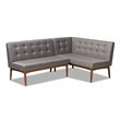 Baxton Studio Arvid Modern 2-Piece Wood Dining Corner Sofa Bench in Gray Finish