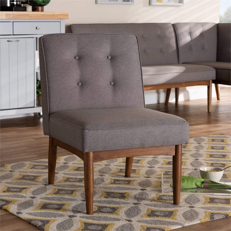 Baxton Studio Arvid Modern Fabric Upholstered and Wood Accent Chair in Gray