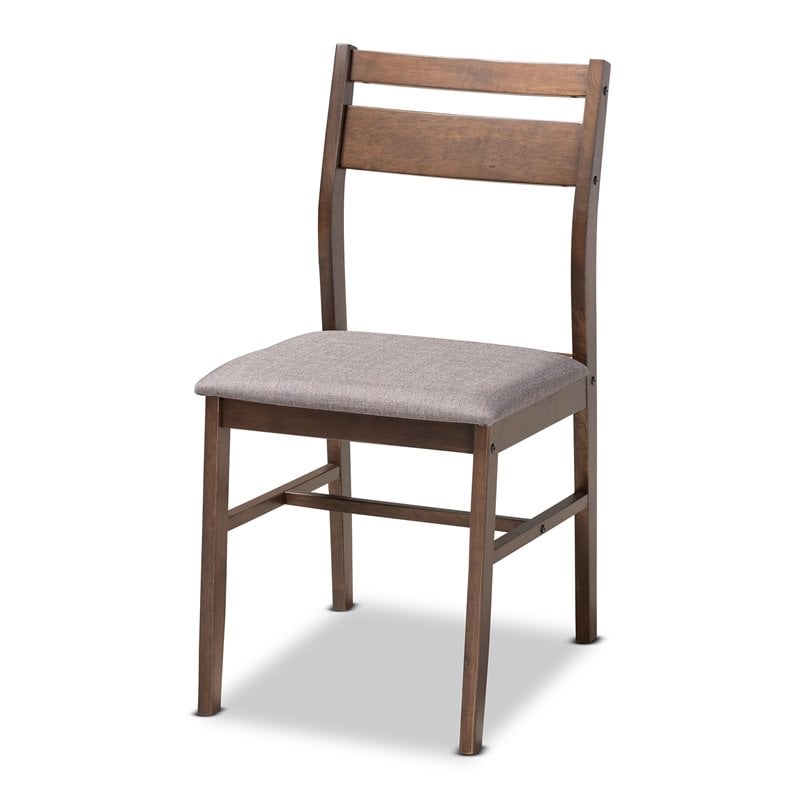 Baxton Studio Lovy 5-Piece Wood Dining Set in Gray and Dark Walnut Brown