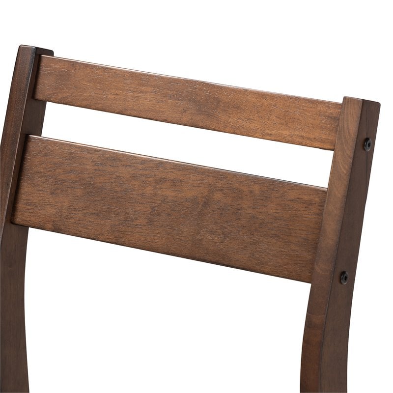 Baxton Studio Lovy 5-Piece Wood Dining Set in Gray and Dark Walnut Brown