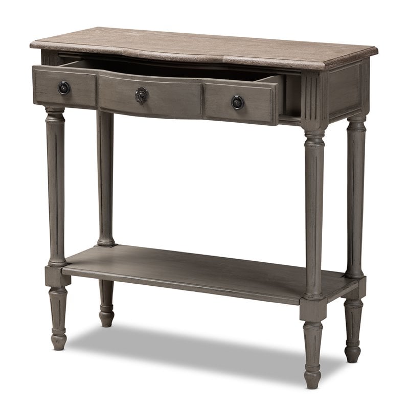 Baxton Studio Noelle Contemporary Wood 3-Drawer Console Table in Gray