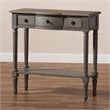 Baxton Studio Noelle Contemporary Wood 3-Drawer Console Table in Gray