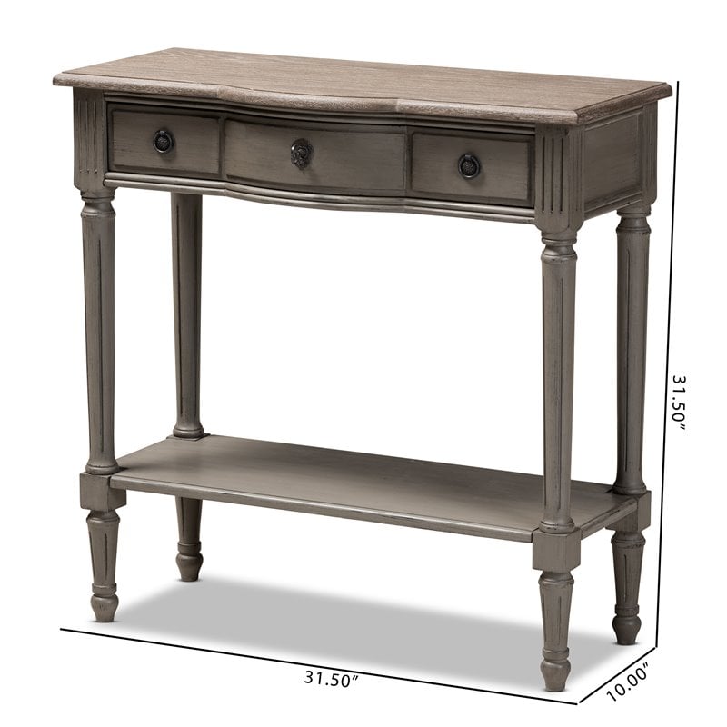 Baxton Studio Noelle Contemporary Wood 3-Drawer Console Table in Gray