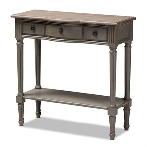 baxton studio noelle contemporary wood 3-drawer console table in gray