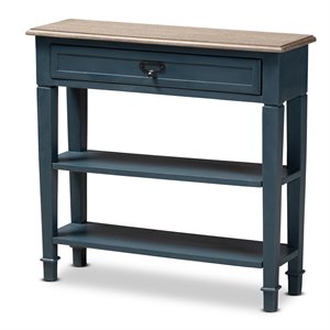 baxton studio dauphine contemporary wood 1-drawer console table in blue