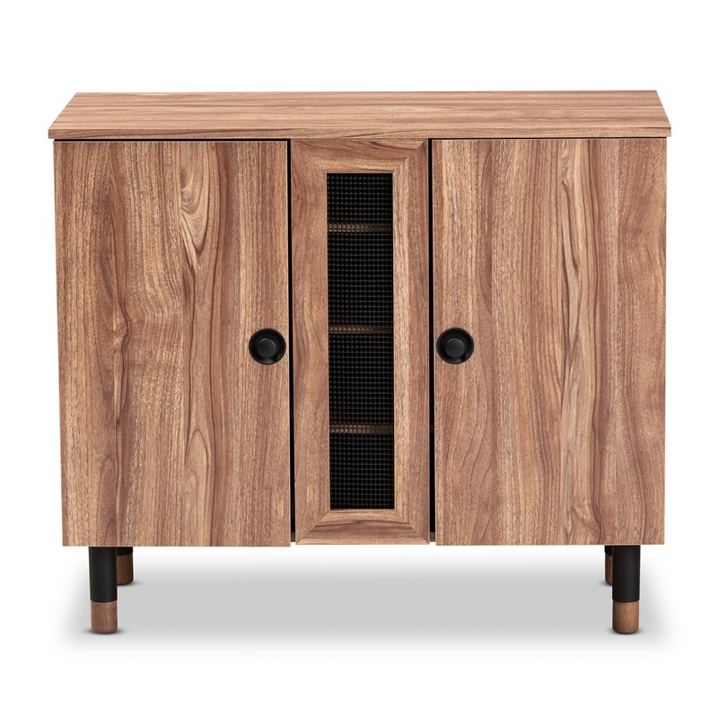 Baxton Studio Valina 2-Door Wood Shoe Storage Cabinet in Oak-Black