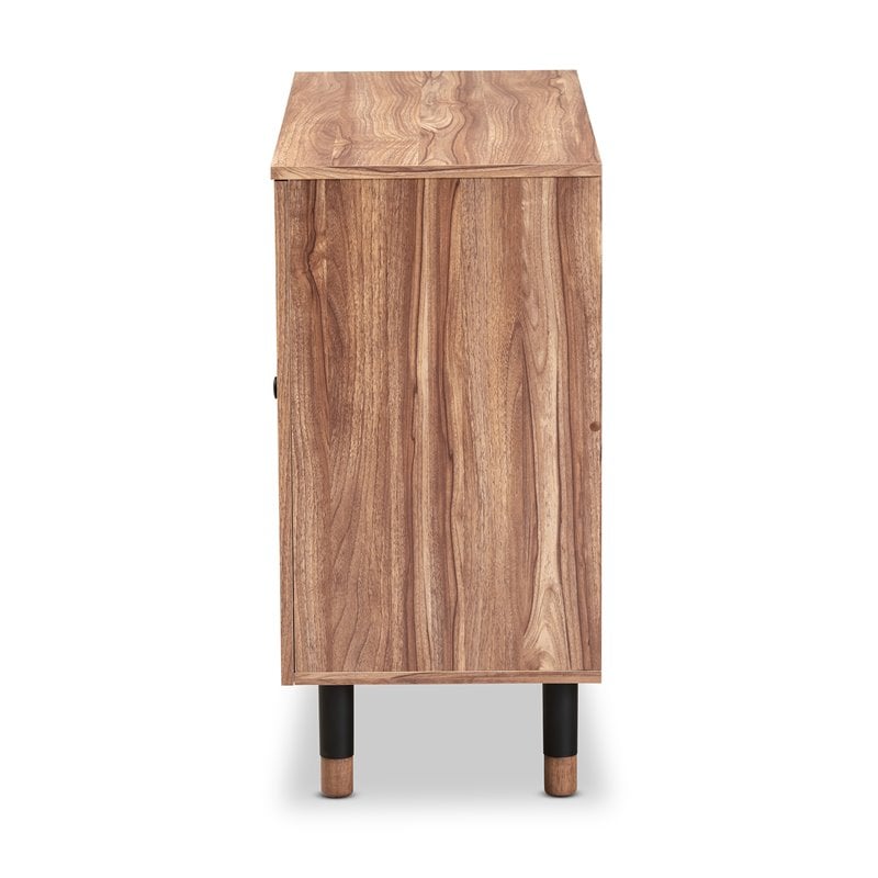 Baxton Studio Valina 2-Door Wood Shoe Storage Cabinet in Oak-Black