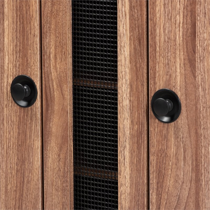 Baxton Studio Valina 2-Door Wood Shoe Storage Cabinet in Oak-Black