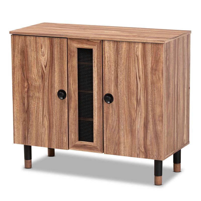 Baxton Studio Valina 2-Door Wood Shoe Storage Cabinet in Oak-Black