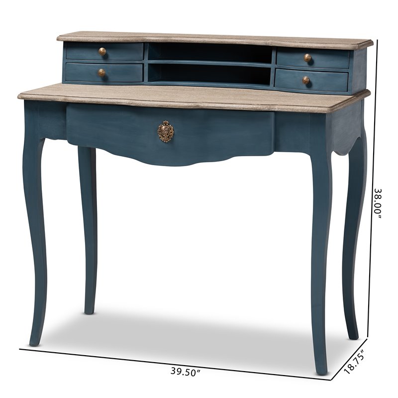 Baxton Studio Celestine Blue Spruce Finished Wood Accent Writing Desk