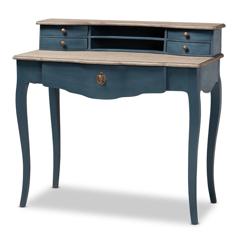 Baxton Studio Celestine Blue Spruce Finished Wood Accent Writing Desk
