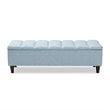 Baxton Studio Brett Tufted Fabric and Wood Storage Ottoman in Light Blue
