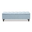 Baxton Studio Brett Tufted Fabric and Wood Storage Ottoman in Light Blue