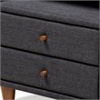 Baxton Studio Claverie 2-Drawer Fabric and Wood Nightstand in Charcoal Gray