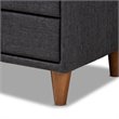 Baxton Studio Claverie 2-Drawer Fabric and Wood Nightstand in Charcoal Gray
