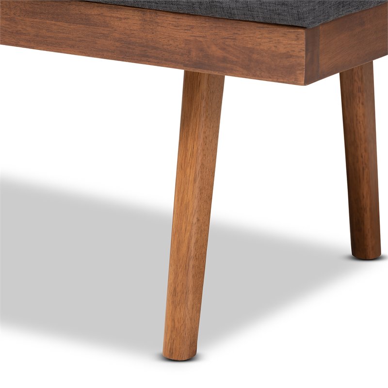 Baxton Studio Larisa Fabric Upholstered Wood Bench in Charcoal and Walnut Brown