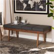 Baxton Studio Larisa Fabric Upholstered Wood Bench in Charcoal and Walnut Brown