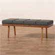 Baxton Studio Larisa Fabric Upholstered Wood Bench in Charcoal and Walnut Brown