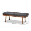 Baxton Studio Larisa Fabric Upholstered Wood Bench in Charcoal and Walnut Brown