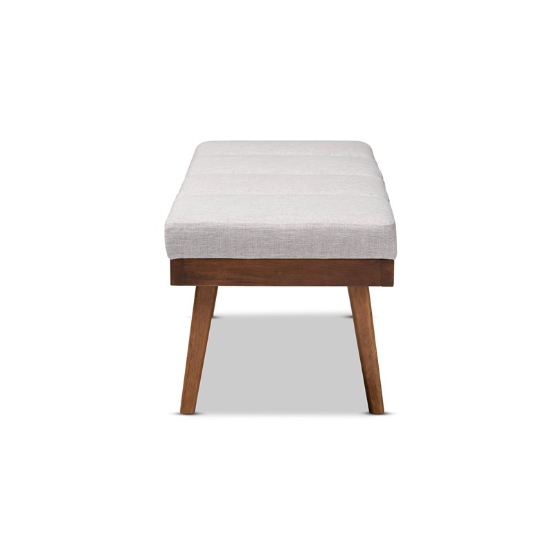Baxton Studio Larisa Fabric Upholstered Wood Bench in Beige and Walnut Brown