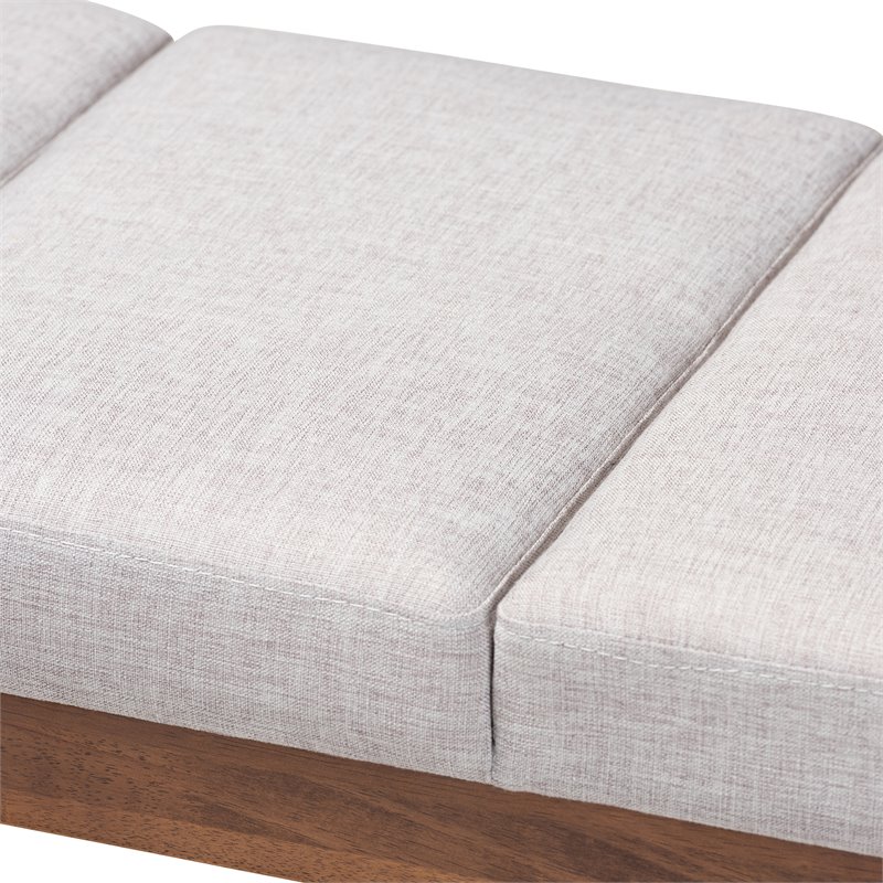 Baxton Studio Larisa Fabric Upholstered Wood Bench in Beige and Walnut Brown