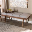 Baxton Studio Larisa Fabric Upholstered Wood Bench in Beige and Walnut Brown