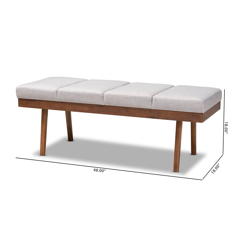 Baxton Studio Larisa Fabric Upholstered Wood Bench in Beige and Walnut Brown