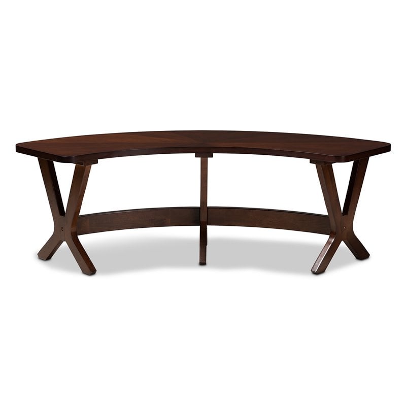 Baxton Studio Berlin Modern Wood Curved Dining Bench in Walnut Brown