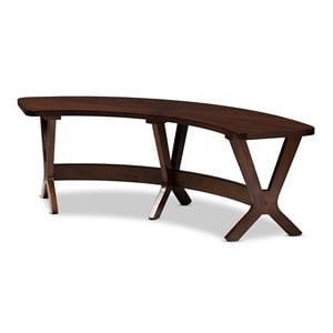 baxton studio berlin modern wood curved dining bench in walnut brown