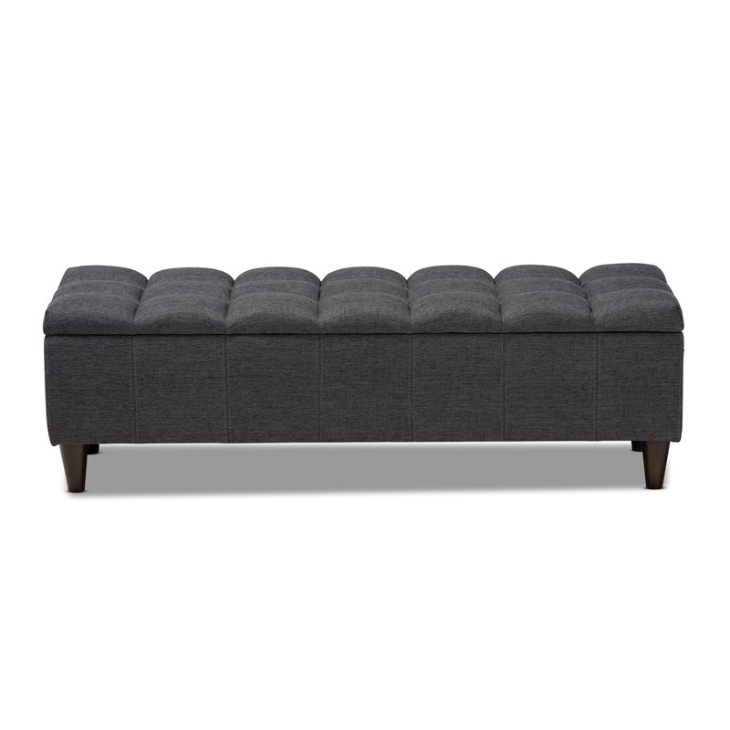 Baxton Studio Brette Tufted Fabric and Wood Storage Ottoman in Dark Brown