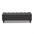 Baxton Studio Brette Tufted Fabric and Wood Storage Ottoman in Dark Brown