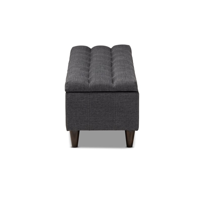 Baxton Studio Brette Tufted Fabric and Wood Storage Ottoman in Dark Brown