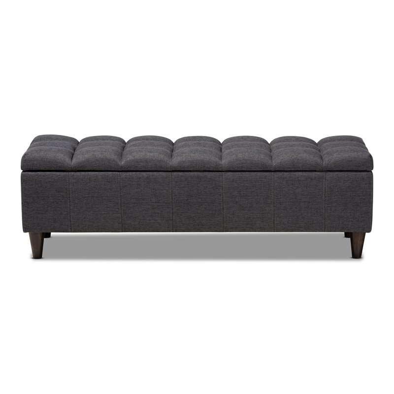 Baxton Studio Brette Tufted Fabric and Wood Storage Ottoman in Dark Brown