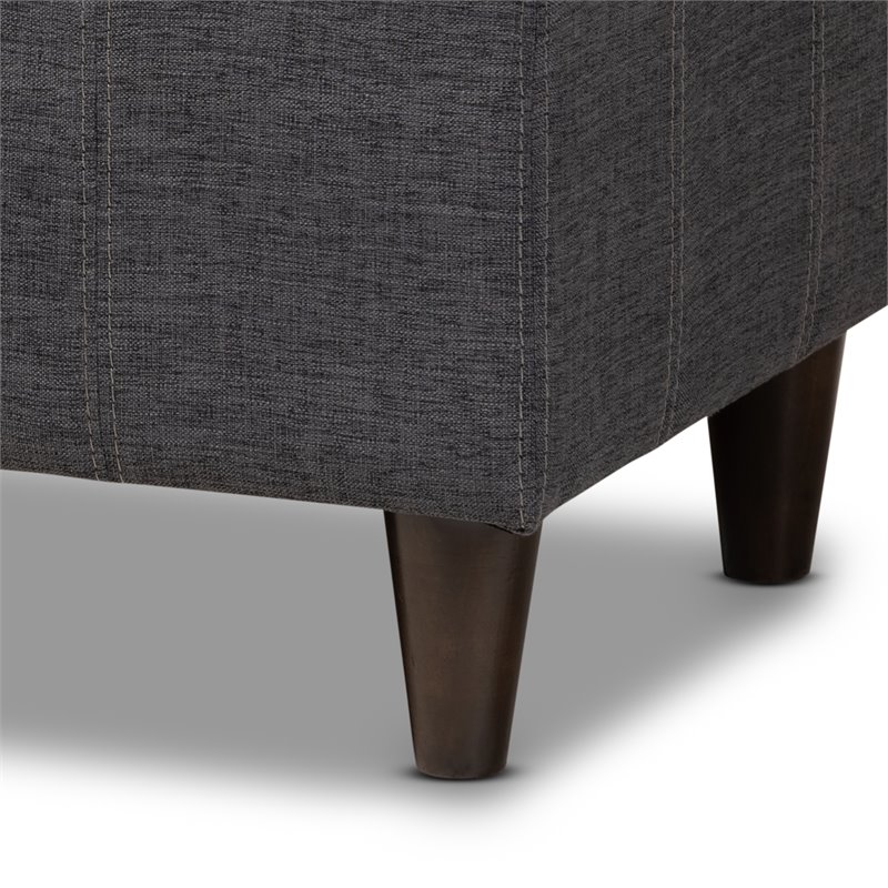 Baxton Studio Brette Tufted Fabric and Wood Storage Ottoman in Dark Brown